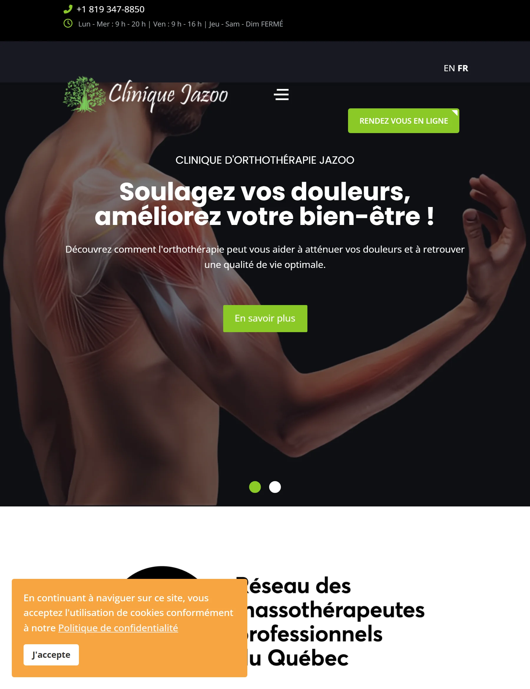 Aperçu du site Clinique d'orthothérapie Jazoo