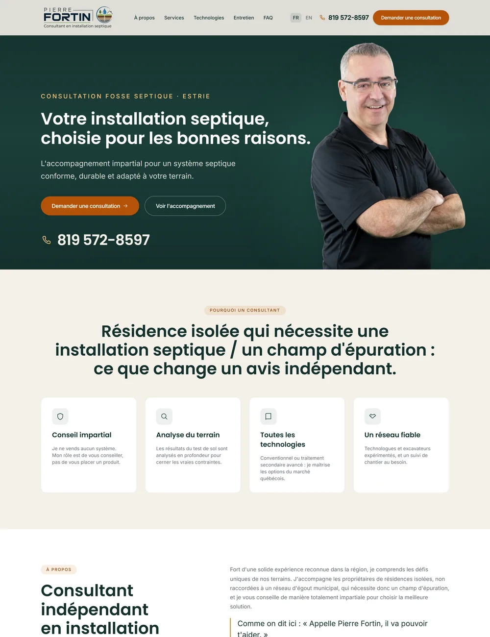 Aperçu du site Pierre Fortin - Consultant en installation septique