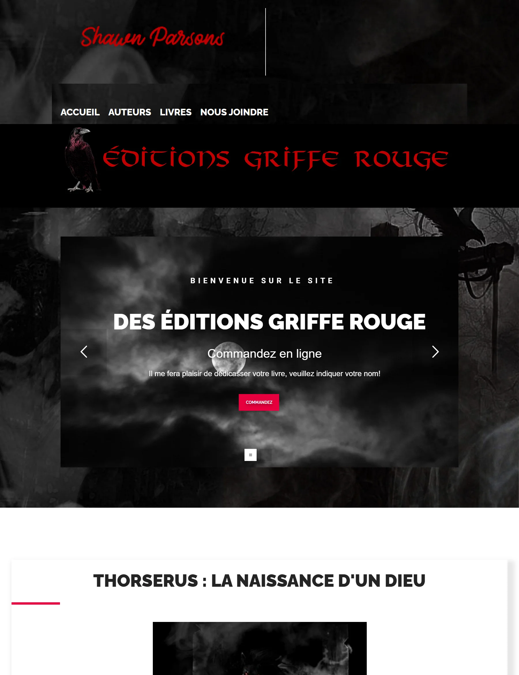 Aperçu du site Éditions Griffe Rouge