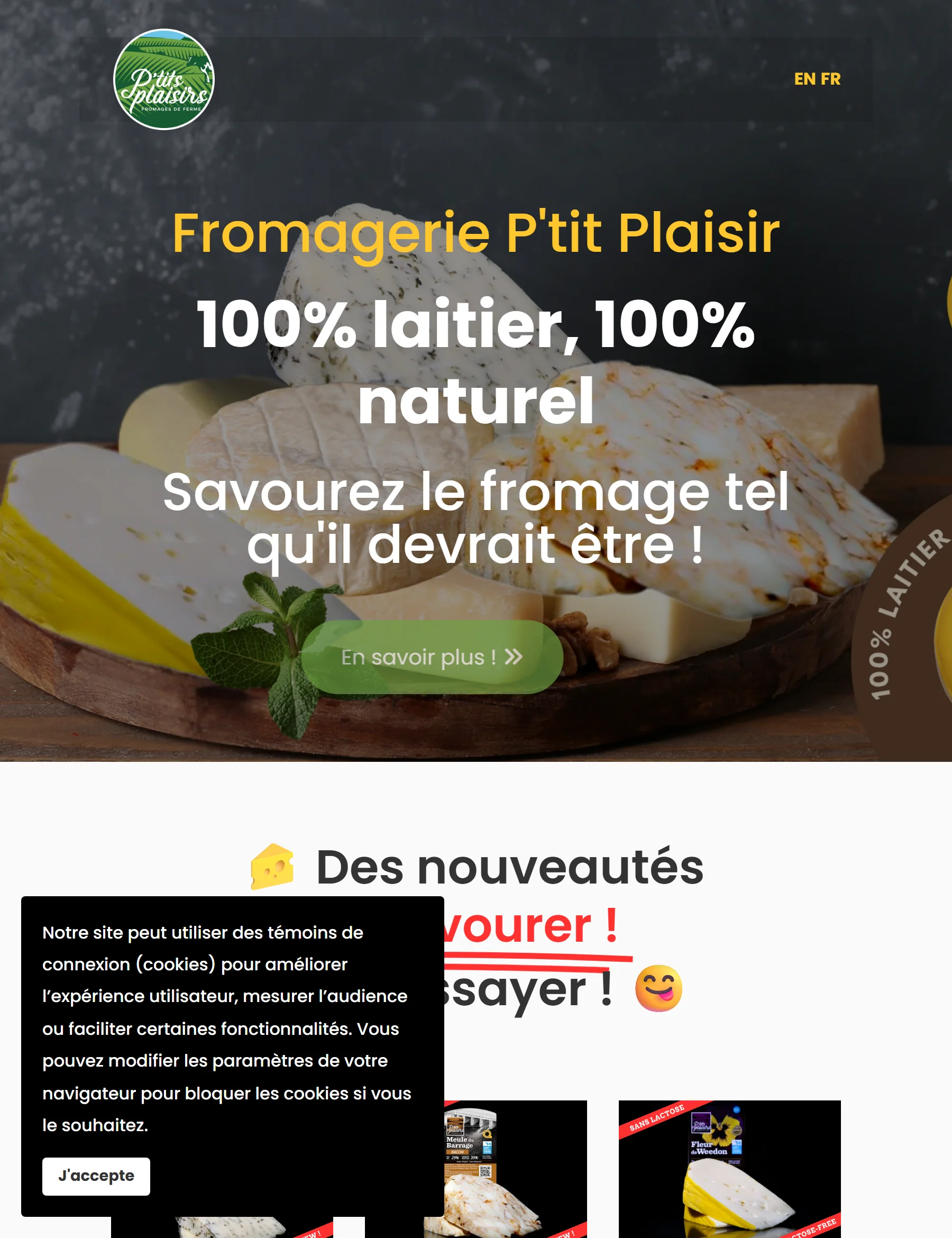 Aperçu du site Fromagerie P'tit Plaisir
