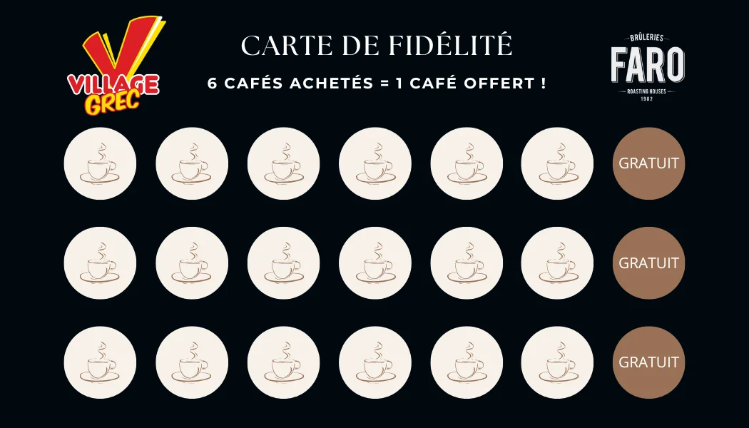 Carte d'affaires : Village Grec - Carte de fidélité (verso)